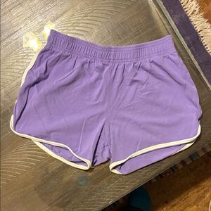 BCG Purple Athletic Shorts with Cream Trim Girls Size L 14-16